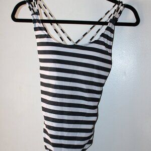Cross1946 Black & White Striped One-Piece Bathing Suit